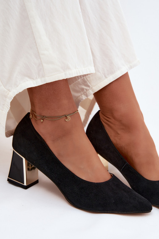 KurpesIeslēgtsturalnego zamšādasu ar papēdi Vinceza 66921 melnas krāsas