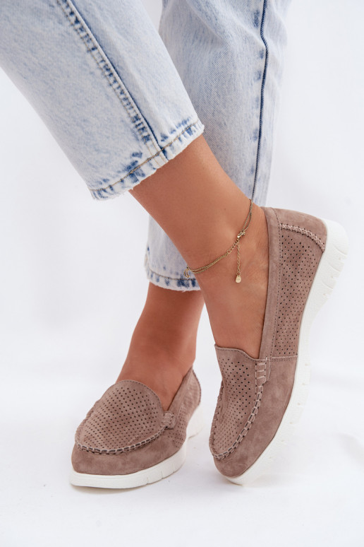 sieviešu mokasīniIeslēgtsturalnego zamšādasu Vinceza 95360 smilšu krāsas