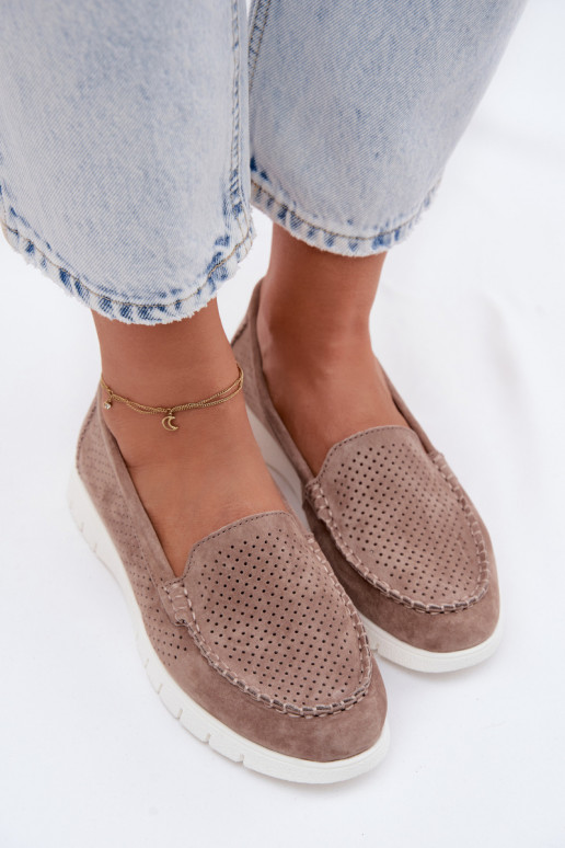 sieviešu mokasīniIeslēgtsturalnego zamšādasu Vinceza 95360 smilšu krāsas