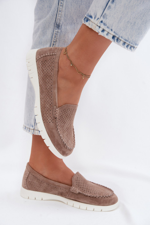 sieviešu mokasīniIeslēgtsturalnego zamšādasu Vinceza 95360 smilšu krāsas