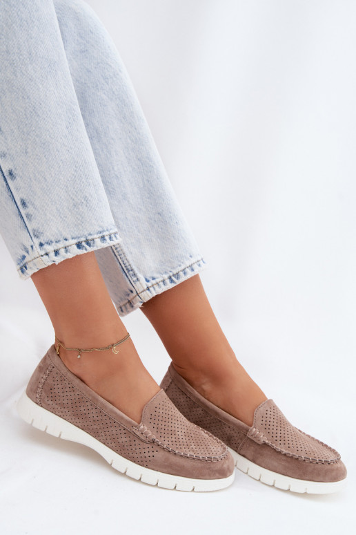 sieviešu mokasīniIeslēgtsturalnego zamšādasu Vinceza 95360 smilšu krāsas