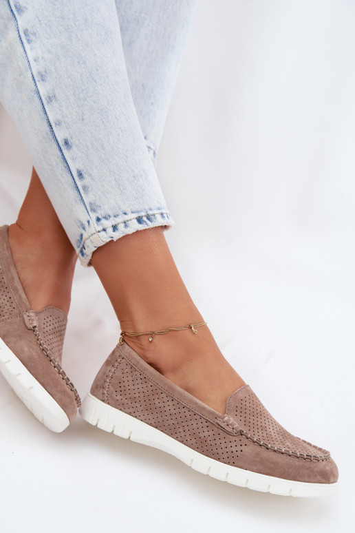 sieviešu mokasīniIeslēgtsturalnego zamšādasu Vinceza 95360 smilšu krāsas