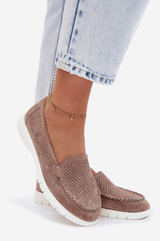 sieviešu mokasīniIeslēgtsturalnego zamšādasu Vinceza 95360 smilšu krāsas