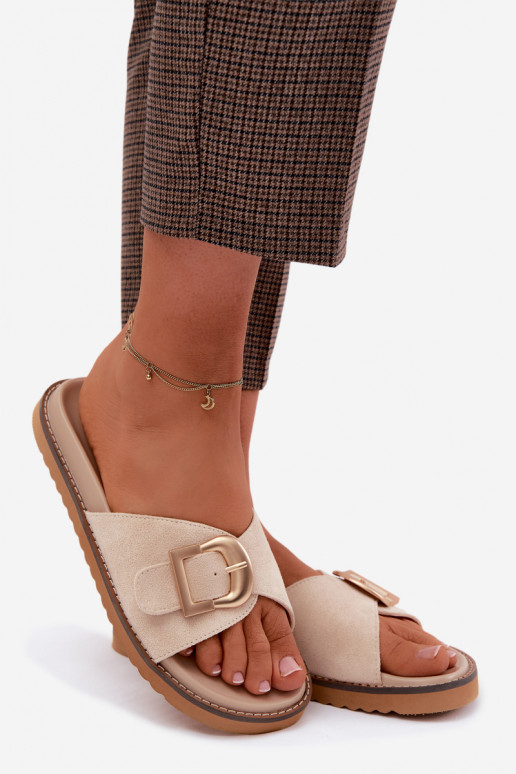 sieviešu čības Ar zelta sprādzi Ziloņkaula krāsas Elviane