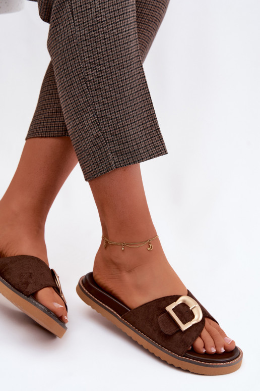 sieviešu čības Ar zelta sprādzi CzekoladoIne Elviane