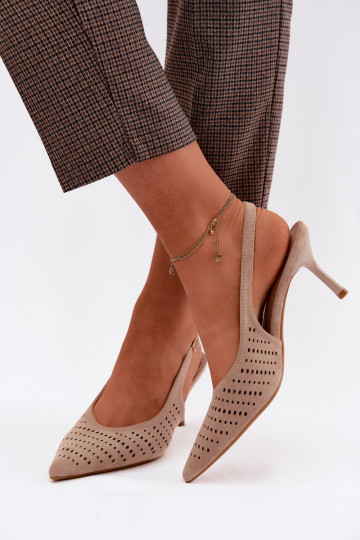 Ažūra basenes Sieviešu ar papēdiImitacji zamšādasu smilšu krāsas Torielle 2