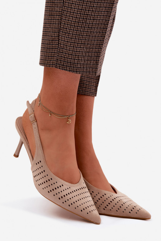 Ažūra basenes Sieviešu ar papēdiImitacji zamšādasu smilšu krāsas Torielle