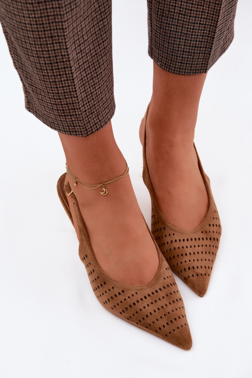 Ažūra basenes Sieviešu ar papēdiImitacji zamšādasu brūnas krāsas Torielle