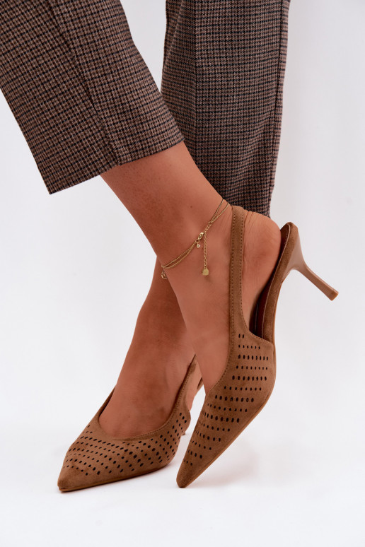 Ažūra basenes Sieviešu ar papēdiImitacji zamšādasu brūnas krāsas Torielle