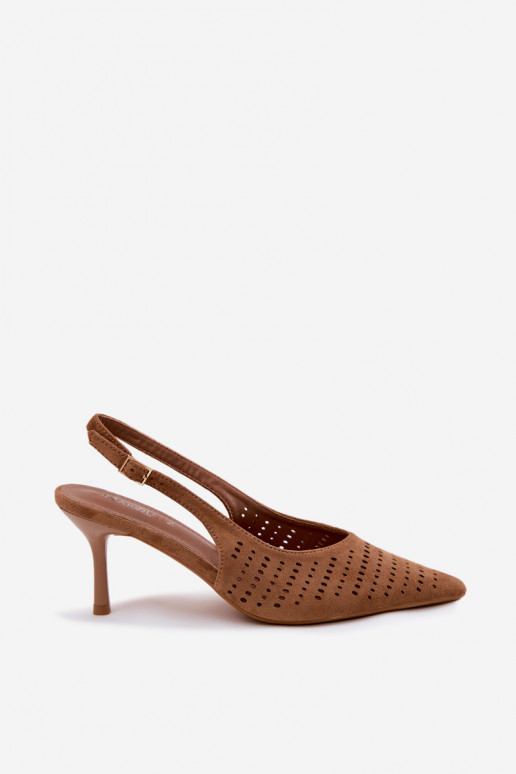 Ažūra basenes Sieviešu ar papēdiImitacji zamšādasu brūnas krāsas Torielle