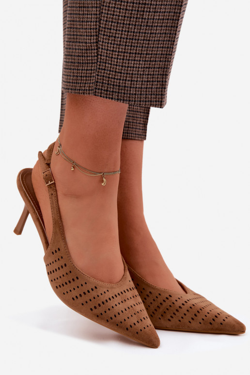 Ažūra basenes Sieviešu ar papēdiImitacji zamšādasu brūnas krāsas Torielle