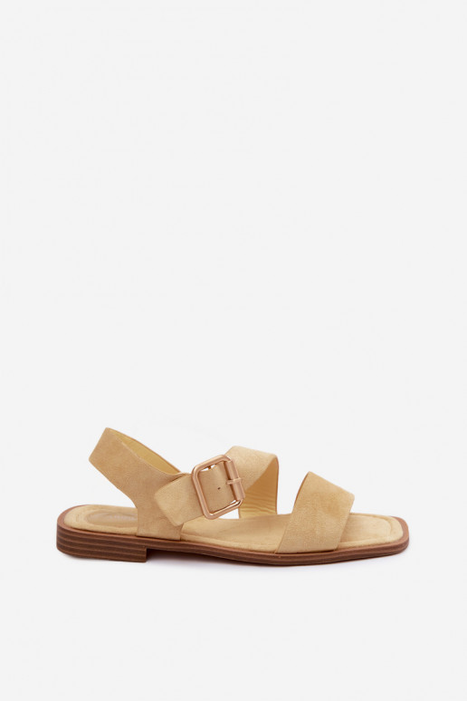 Sieviešu basenes ar platiem papēžiem Ar zelta sprādzi Dzelteni Verissea