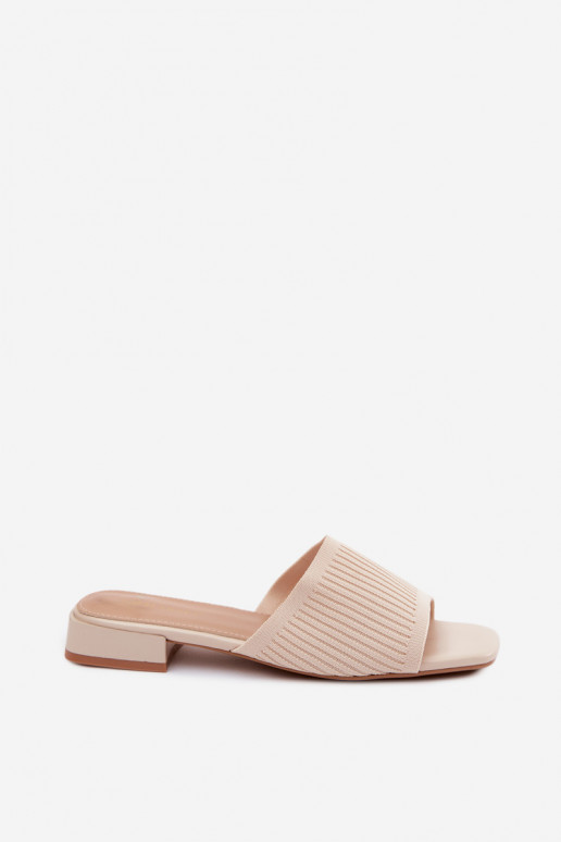 Auduma sieviešu čības ar platiem papēžiem Ziloņkaula krāsas Belissea