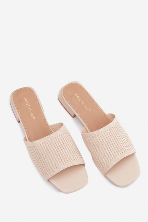 Auduma sieviešu čības ar platiem papēžiem Ziloņkaula krāsas Belissea