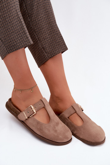 sieviešu čības MuleImitacji zamšādasu smilšu krāsas Melvia