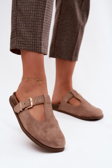 sieviešu čības MuleImitacji zamšādasu smilšu krāsas Melvia 2