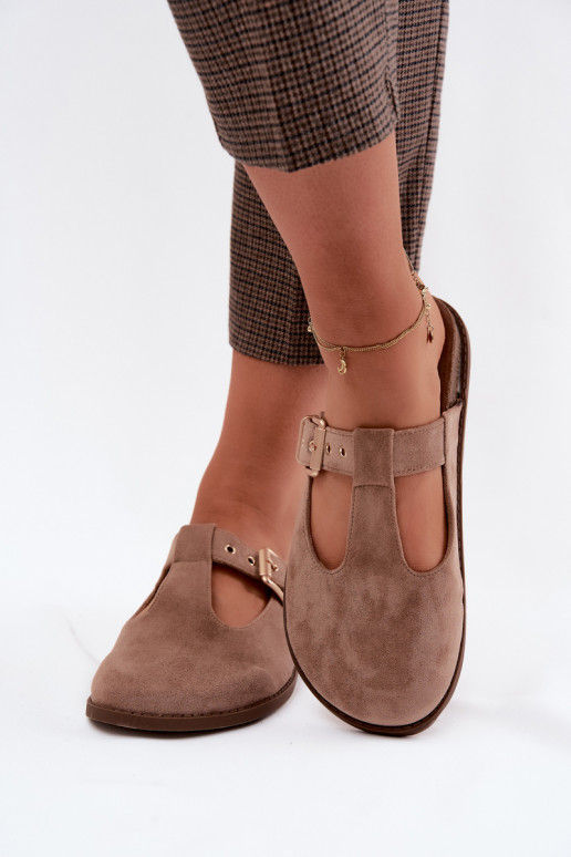 sieviešu čības MuleImitacji zamšādasu smilšu krāsas Melvia