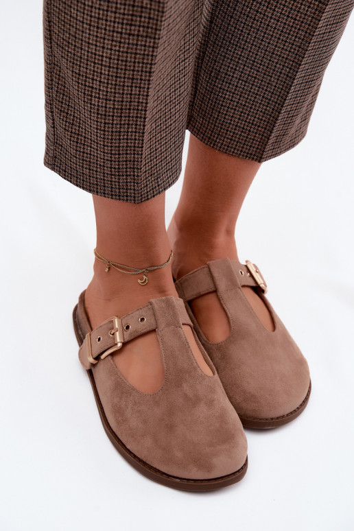 sieviešu čības MuleImitacji zamšādasu smilšu krāsas Melvia