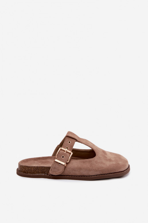 sieviešu čības MuleImitacji zamšādasu smilšu krāsas Melvia