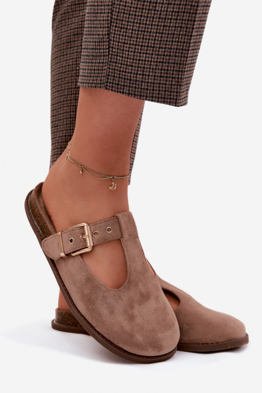 sieviešu čības MuleImitacji zamšādasu smilšu krāsas Melvia