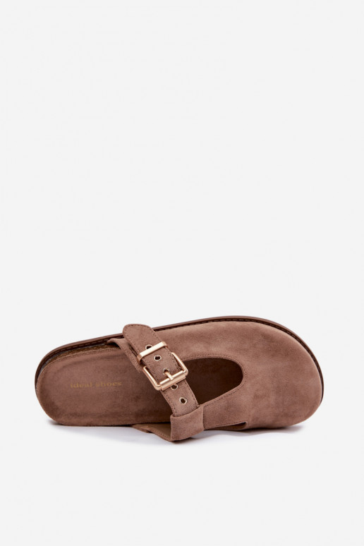 sieviešu čības MuleImitacji zamšādasu smilšu krāsas Melvia