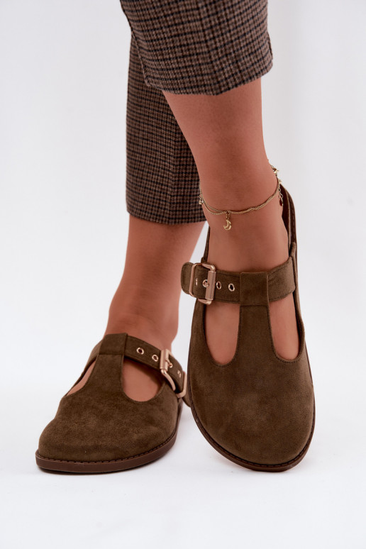 sieviešu čības MuleImitacji zamšādasu haki krāsas Melvia