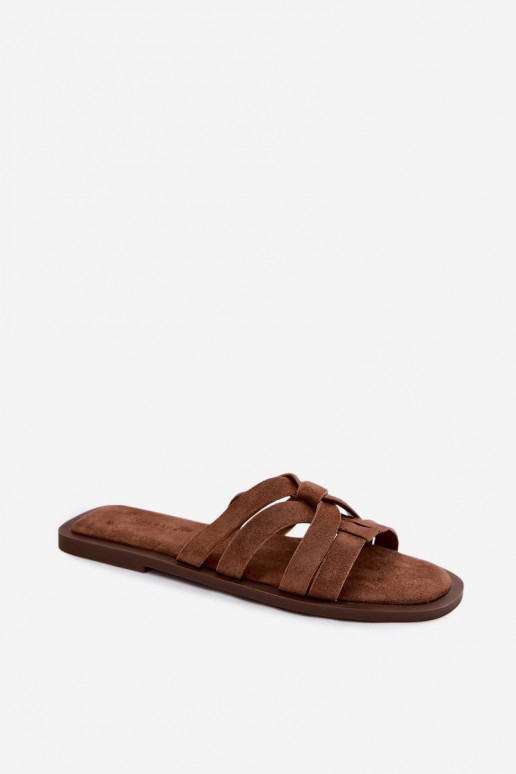 Čības Sieviešu dzīvoklis Ar svītrām Imitacja zamšādasu brūnas krāsas Calvia