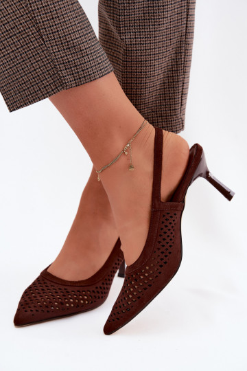 Ažūra basenes Sieviešu ar papēdiImitacji zamšādasu CzekoladoIne Velvia