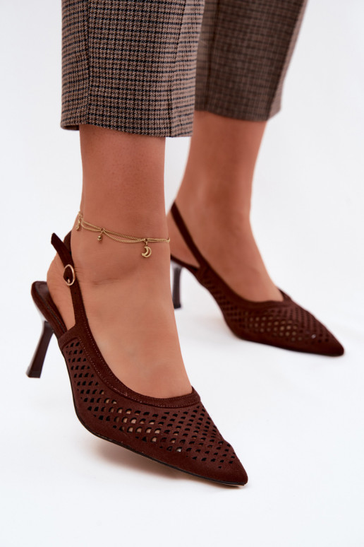 Ažūra basenes Sieviešu ar papēdiImitacji zamšādasu CzekoladoIne Velvia