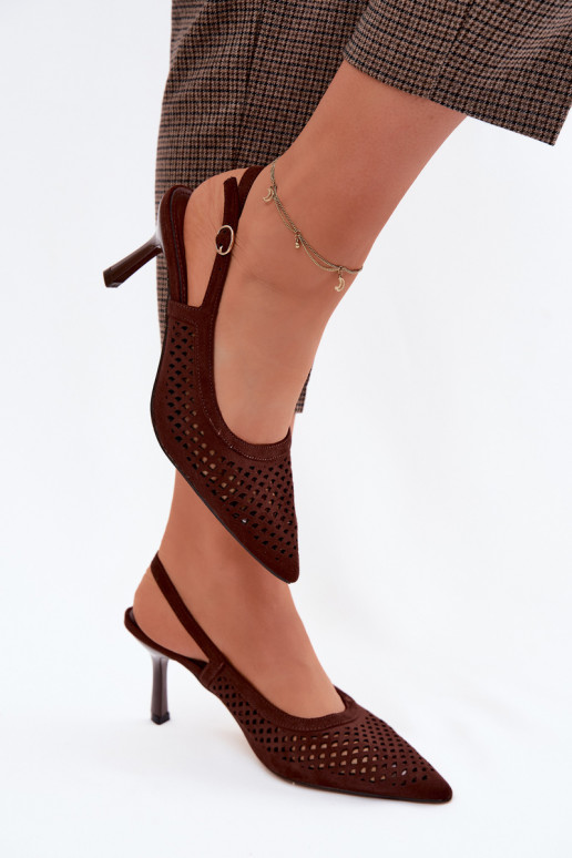 Ažūra basenes Sieviešu ar papēdiImitacji zamšādasu CzekoladoIne Velvia