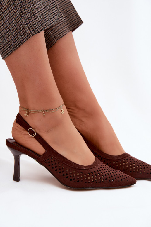 Ažūra basenes Sieviešu ar papēdiImitacji zamšādasu CzekoladoIne Velvia