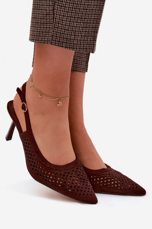 Ažūra basenes Sieviešu ar papēdiImitacji zamšādasu CzekoladoIne Velvia