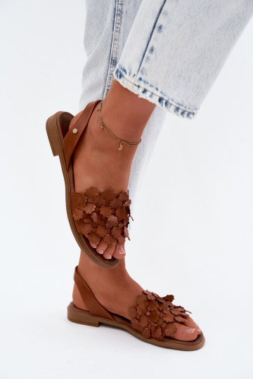 Sieviešu basenes ar platiem papēžiem Zazoo 40468 brūnas krāsas