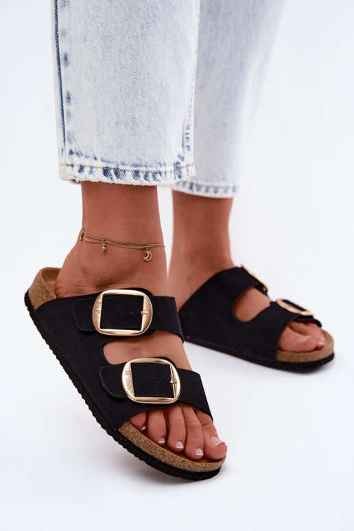 sieviešu čības Uz korķa zoles ar sprādzēm Lee Cooper LCIN-26-35-4455L melnas krāsas