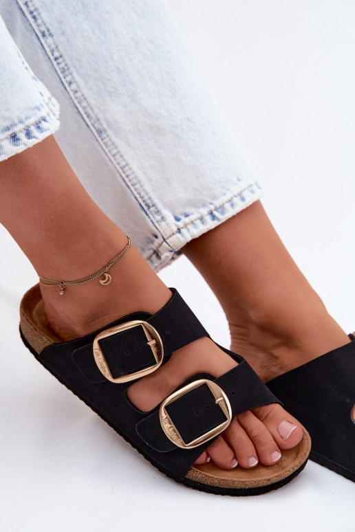 sieviešu čības Uz korķa zoles ar sprādzēm Lee Cooper LCIN-26-35-4455L melnas krāsas