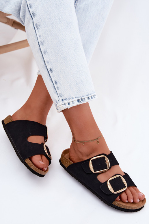 sieviešu čības Uz korķa zoles ar sprādzēm Lee Cooper LCIN-26-35-4455L melnas krāsas