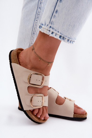 sieviešu čības Uz korķa zoles ar sprādzēm Lee Cooper LCIN-26-35-4454L smilšu krāsas