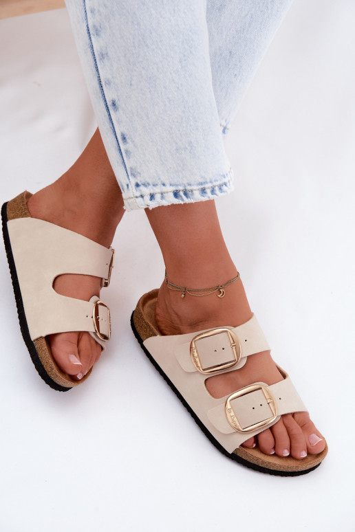 sieviešu čības Uz korķa zoles ar sprādzēm Lee Cooper LCIN-26-35-4454L smilšu krāsas