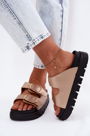 sieviešu čības Platformie ar sprādzēm Lee Cooper LCIN-26-35-4462L Zelta krāsas 2