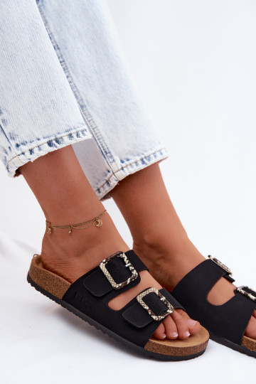 sieviešu čības ar sprādzēm Lee Cooper LCIN-26-35-4450L melnas krāsas