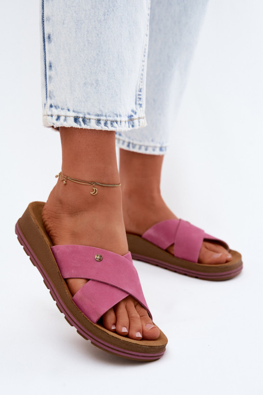 Āda sieviešu zamšādas čības Tā irciejka P7504-15 Rozā krāsas