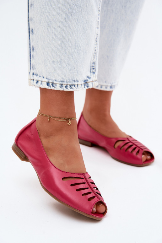 Ažūra balerīnasIeslēgtsturalnej Skóry Tā irciejka P7541-15 rozā krāsas