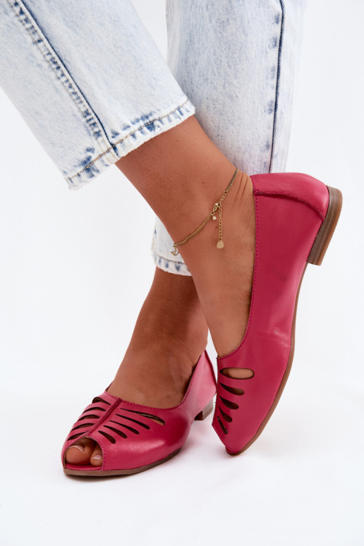 Ažūra balerīnasIeslēgtsturalnej Skóry Tā irciejka P7541-15 rozā krāsas