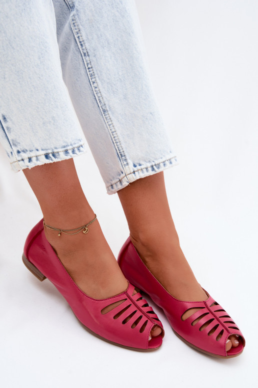 Ažūra balerīnasIeslēgtsturalnej Skóry Tā irciejka P7541-15 rozā krāsas