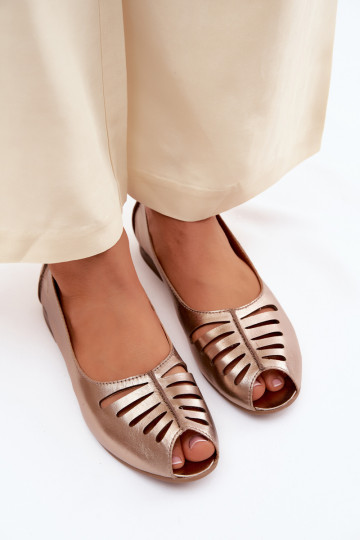 Ažūra balerīnasIeslēgtsturalnej Skóry Tā irciejka P7541-32 Zelta krāsas