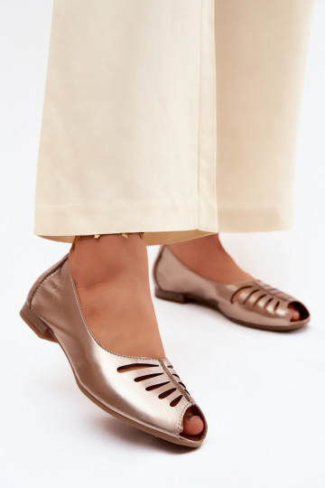 Ažūra balerīnasIeslēgtsturalnej Skóry Tā irciejka P7541-32 Zelta krāsas 2