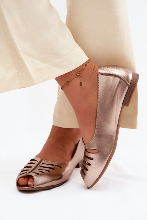 Ažūra balerīnasIeslēgtsturalnej Skóry Tā irciejka P7541-32 Zelta krāsas