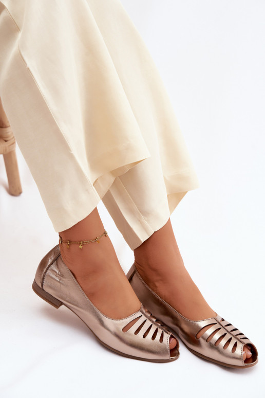 Ažūra balerīnasIeslēgtsturalnej Skóry Tā irciejka P7541-32 Zelta krāsas