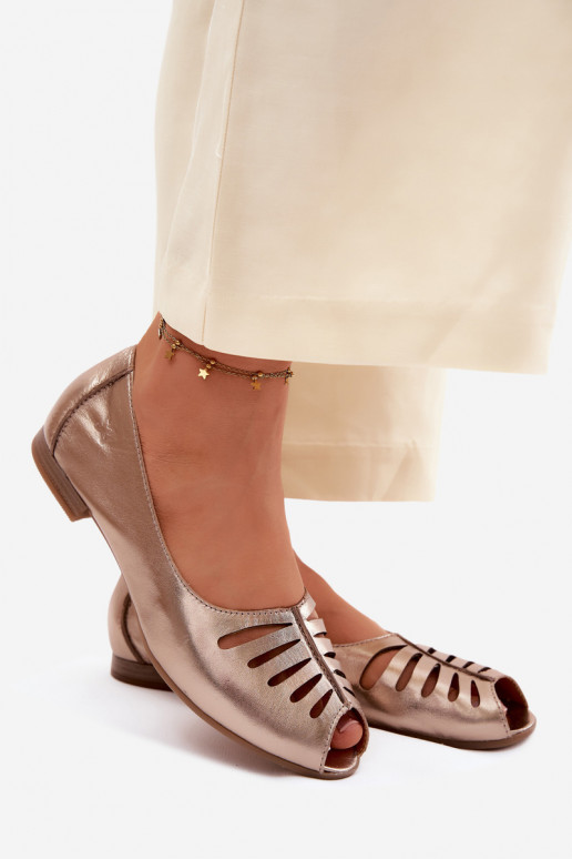 Ažūra balerīnasIeslēgtsturalnej Skóry Tā irciejka P7541-32 Zelta krāsas