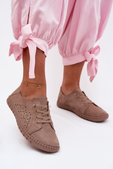 Ažūrs apaviIeslēgtsturalnego zamšādasu smilšu krāsas Flaria